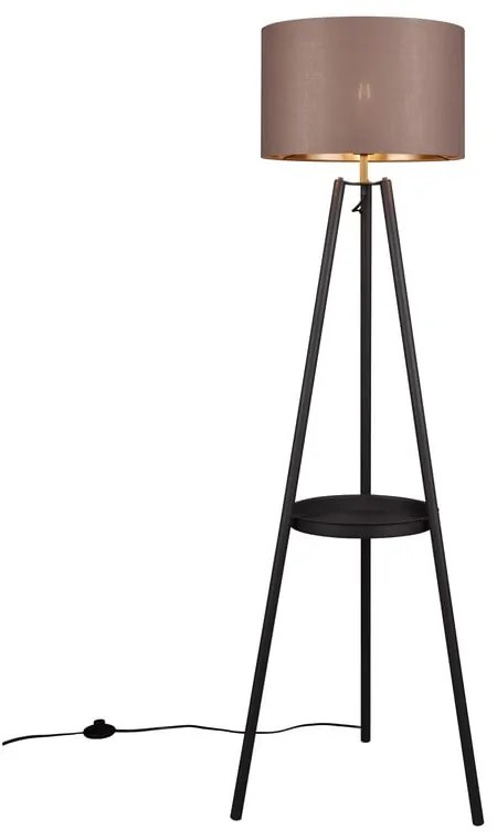 Czarna lampa stojąca z półką (wys. 152 cm) Colette – Trio