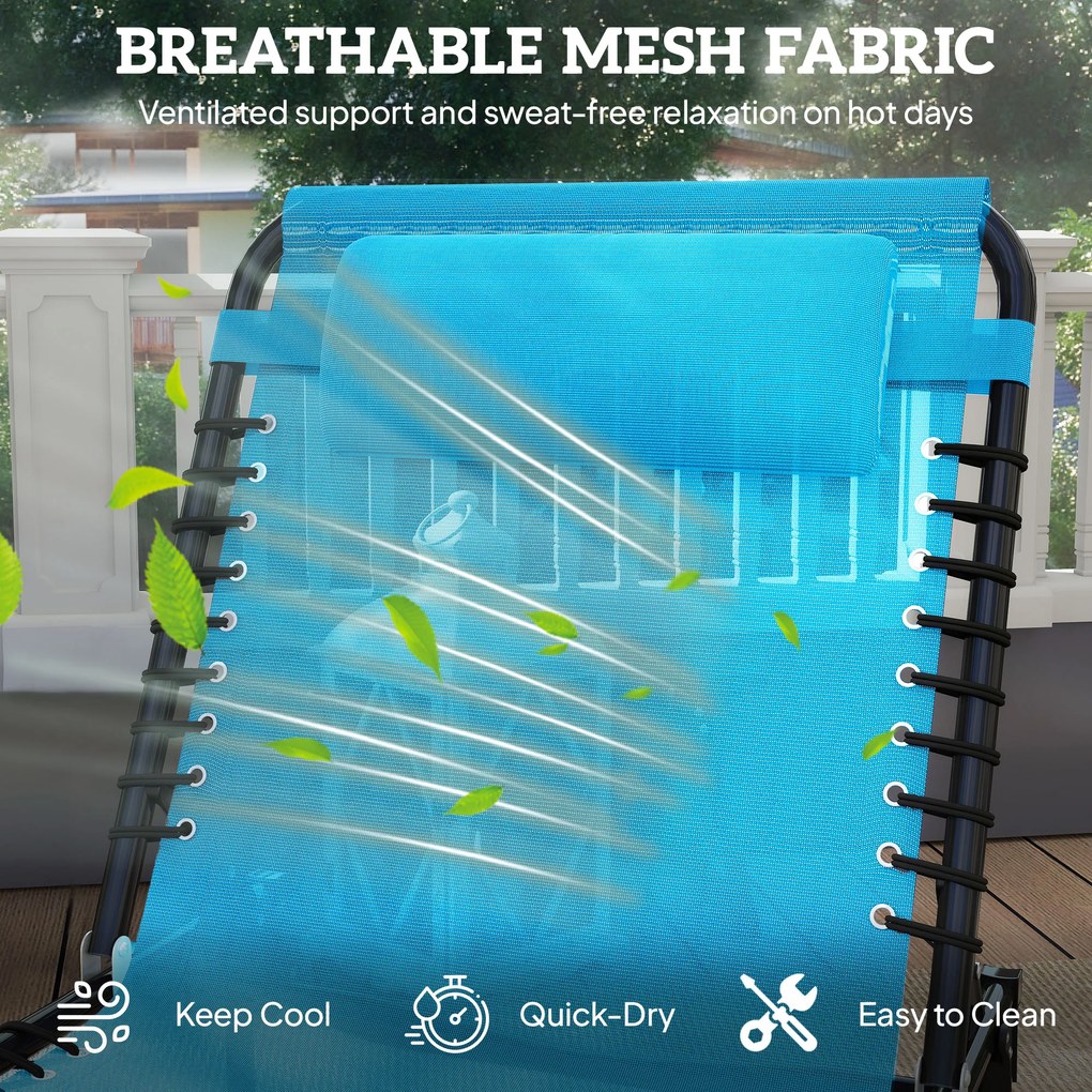 Outsunny Leżak składany, przewiewny materiał, metalowa rama, 189 x 58 x 30 cm, niebieski | Aosom PL