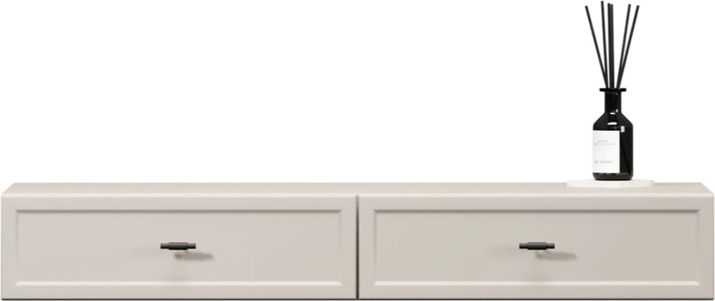 Toaletka wisząca Lorini 100 cm z szufladami - kaszmir / czarne uchwyty T-bar