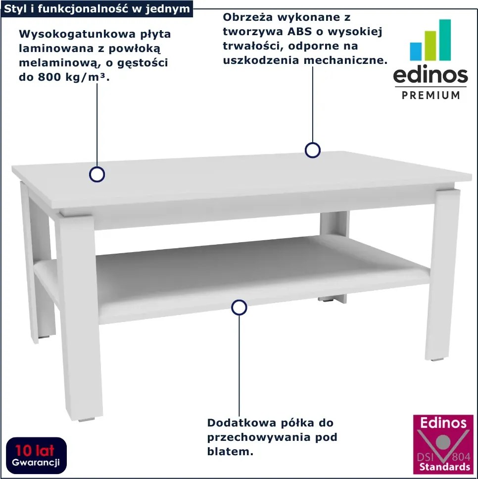 Biała ława prostokątna z półką D0-L17