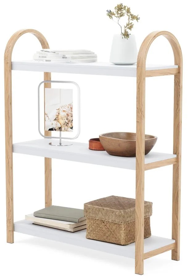 Biały regał w dekorze drewna egzotycznego 72x90 cm Bellwood – Umbra