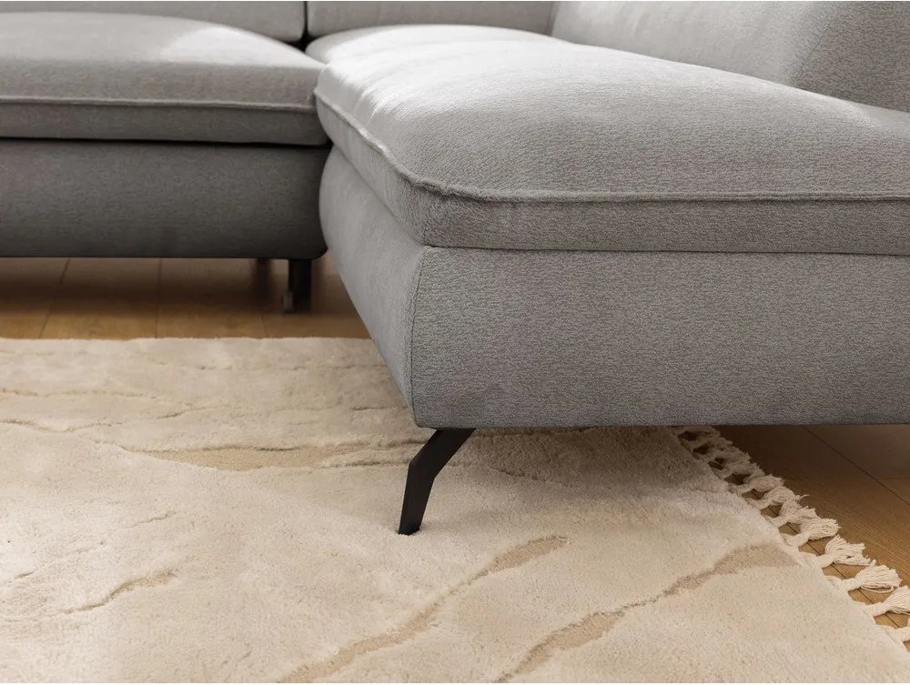 Jasnoszary narożnik z tkaniny szenilowej (prawostronny/w kształcie litery L) Marbeya – Ropez