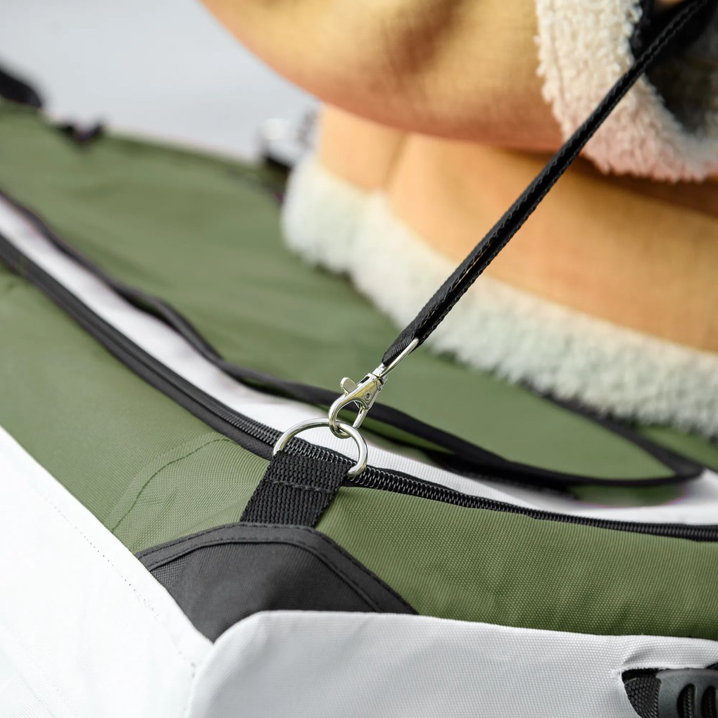 PawHut Wózek dla zwierząt domowych, składany, zdejmowany koszyk, 81 x 58 x 97,5 cm, Czarny+Ciemnozielony+Biały