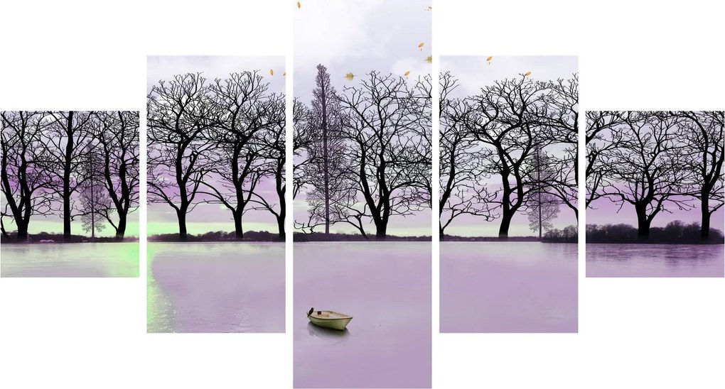 Obraz - Łodka na jeziorze (125x70 cm)