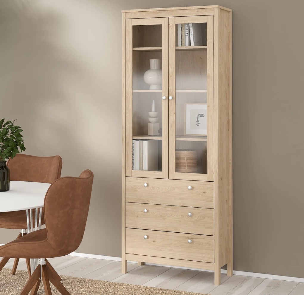 Dwudrzwiowa witryna z szufladami Madrid, jackson hickory