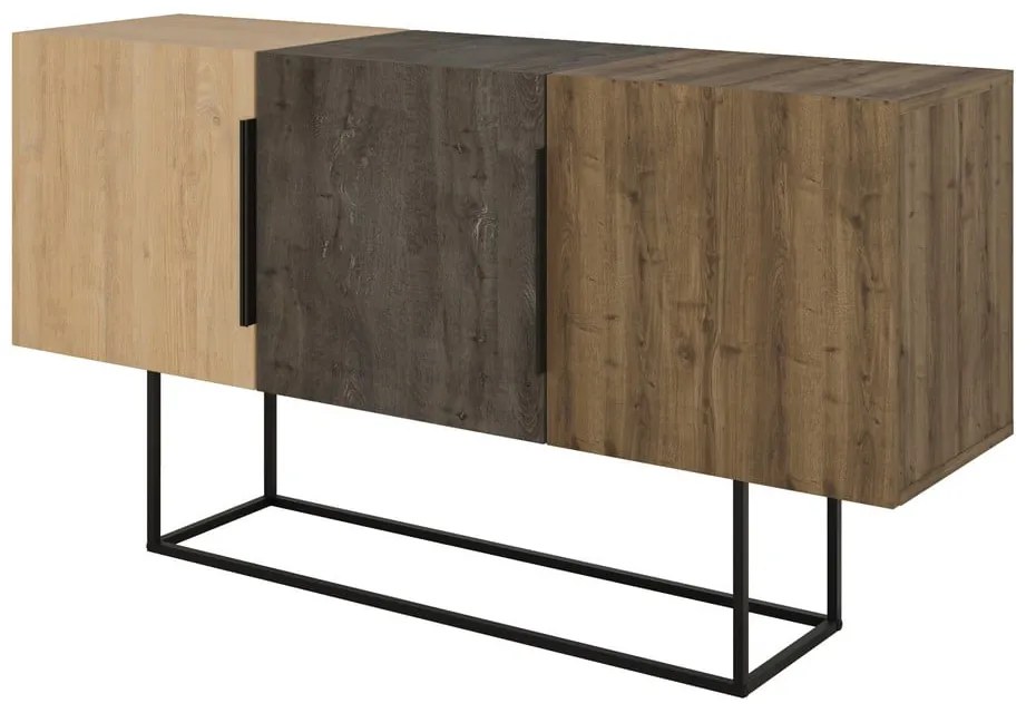 Brązowa niska komoda w dekorze dębu 150x80 cm Titan – Marckeric