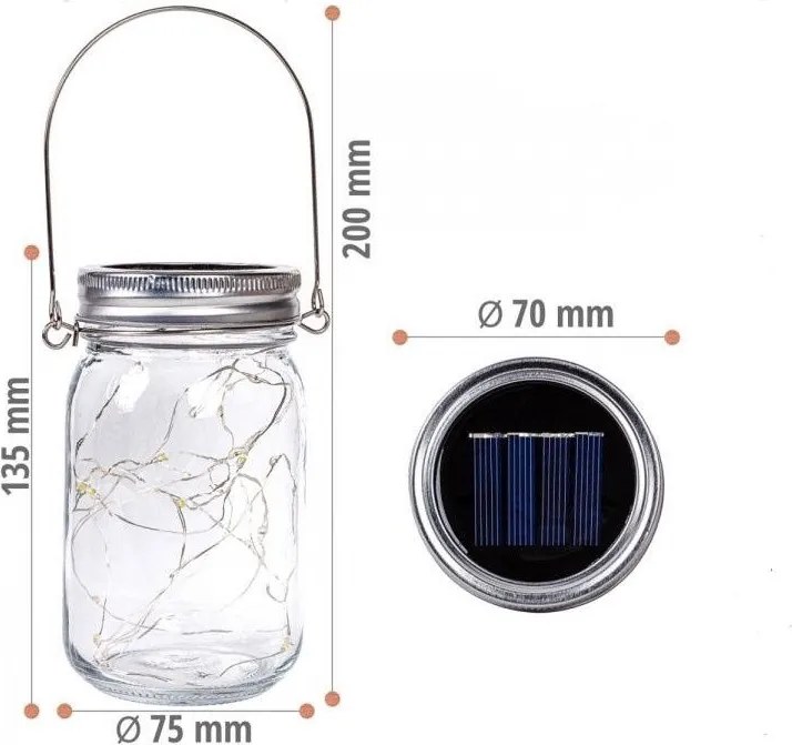 VOLTRONIC Zestaw słoików solarnych 20 LED, 4 szt.