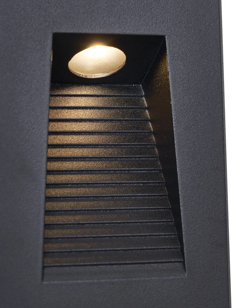 Nowoczesna Wpuszczana Lampa Ścienna Czarna 7cm z LED IP65 - Trem