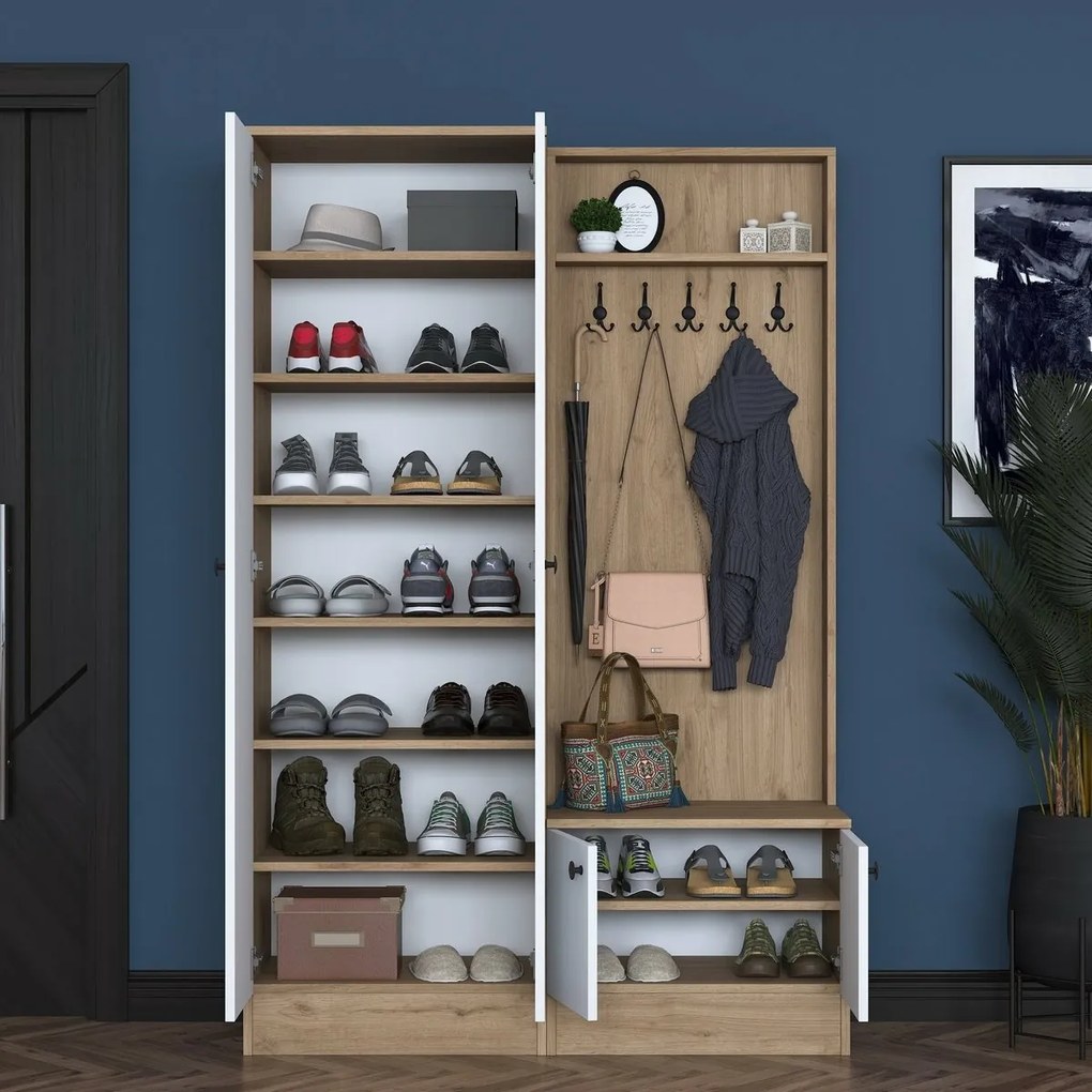 Zestaw do przedpokoju Pone White and Walnut II