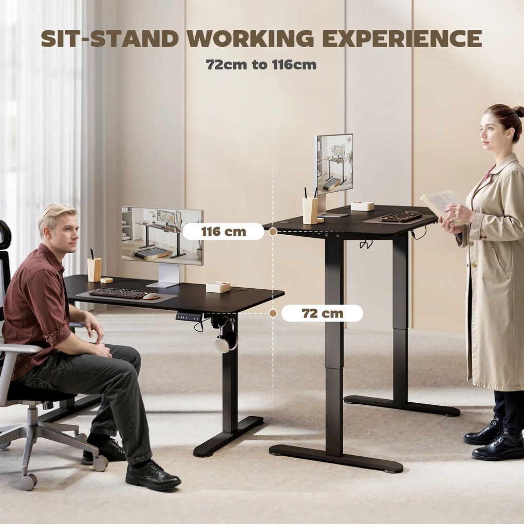 Vinsetto Biurko stojące, regulowane, komputerowe 140 cm x 70 cm x 116 cm, Czarne