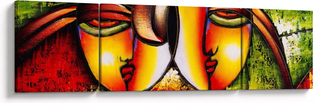 Obraz - Obraz olejny, abstrakcyjne twarze (170x50 cm)
