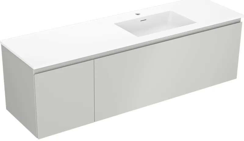Mexen Orio szafka łazienkowa 160 cm z umywalką Otis prawą, 1S, 1D, szara mat/biała mat - 91A13-16047-3-BBFF62-W18P01