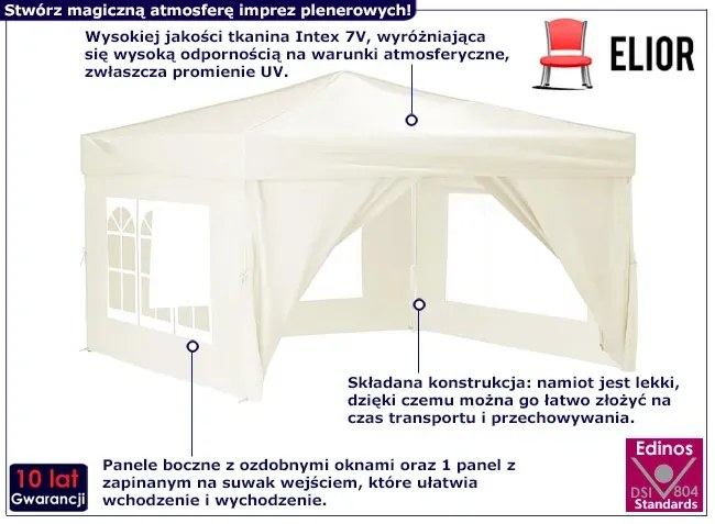 Kremowy namiot ogrodowy zamykany C7-D05