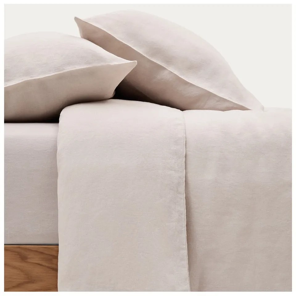 Szarobeżowa pościel jednoosobowa z mieszanki lnu 150x220 cm Simmel – Kave Home