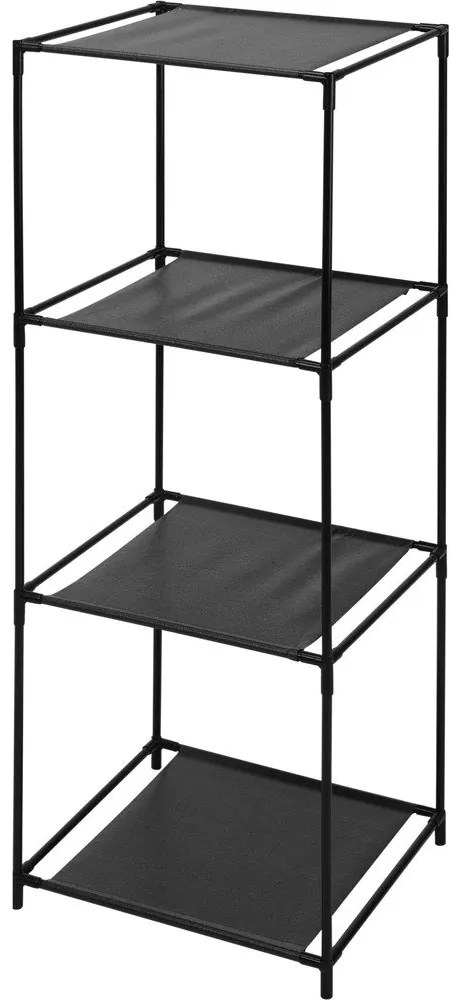 Stojak, regał na przybory - 3 poziomy, metal-tkanina, czarny