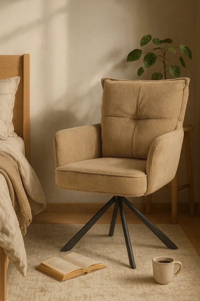 Beżowy obrotowy fotel wypoczynkowy S8-Z95