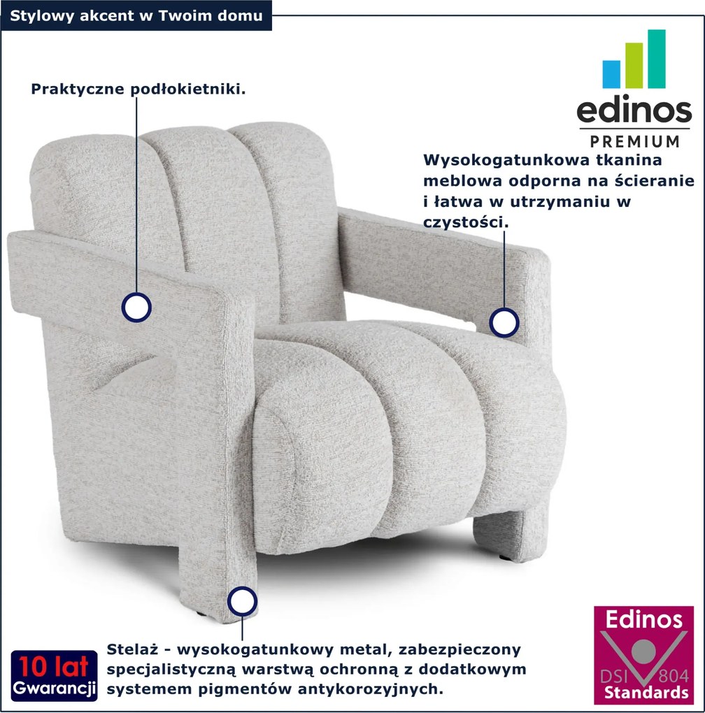 Szary fotel nowoczesny do salonu T7-K89