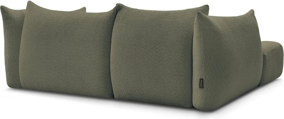 Zielony narożnik z materiału bouclé (lewostronny/z szezlongiem) Azra – Bobochic Paris