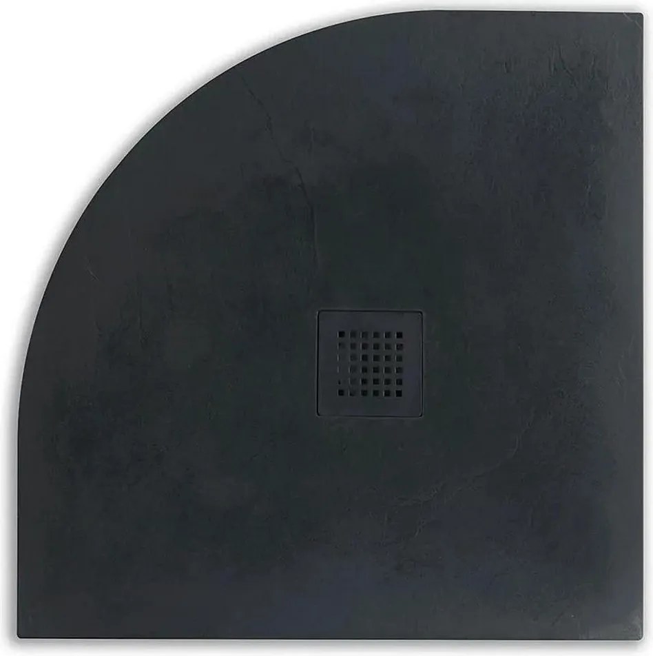 Czarny półokrągły brodzik "Milano" z żywicy imitującej kamień antypoślizgowy cm 80x80h