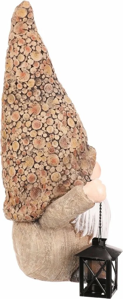 Skrzat z kwiatkiem i lampionem na świeczkę,poliresina, 30 x 20 x 50 cm