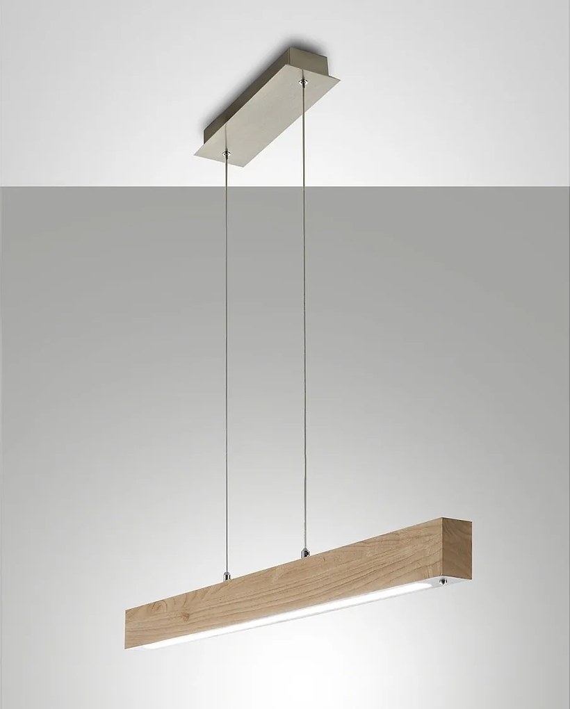 Lampa wisząca LED Badia 43W 4320lm 3000K Metal i struktura drewna dębowego Ściemnialna Nowoczesny design Długość 110cm Klasa 1