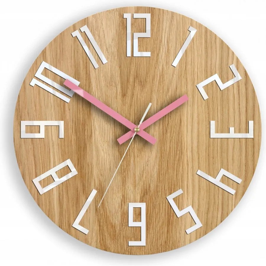 Zegar na ścianę nowoczesny drewniany z dużymi cyframi okrągły cichy loft