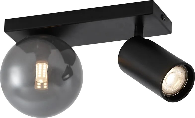 Nowoczesna lampa sufitowa czarna 2-punktowa z możliwością przechylania - Lesly