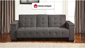 Kanapa 3-osobowa z prostym mechanizmem rozkładania z mikrofibry DEVONSHIRE z uchylnym stolikiem wbudowanym pośrodku oparcia - Kolor: szary