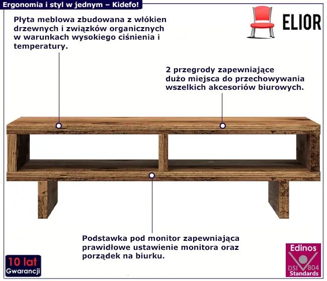 Podstawka pod monitor stare drewno - Kidefo