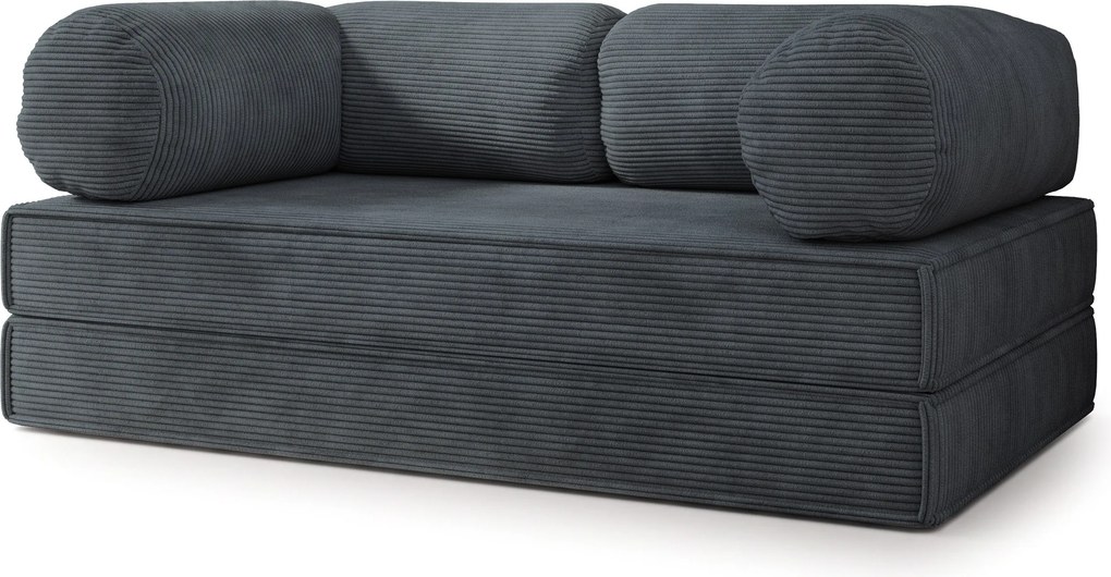 Masseno Sofa piankowa ALVIO z funkcją spania, Kanapa z pianki do salonu, Bezmontażowa, Tkanina sztruksowa – Grafitowy POSO 34