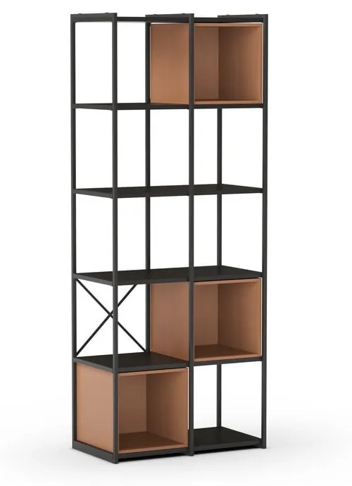 Czarno-ceglasty regał 71x179 cm Anya – Marckeric