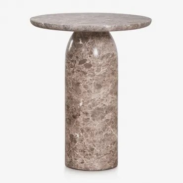 Zestaw 2 Stolików Nocnych Ø45 Cm Z Cementu Layana Brązowy Marmurowy Wygląd Emperador - Sklum