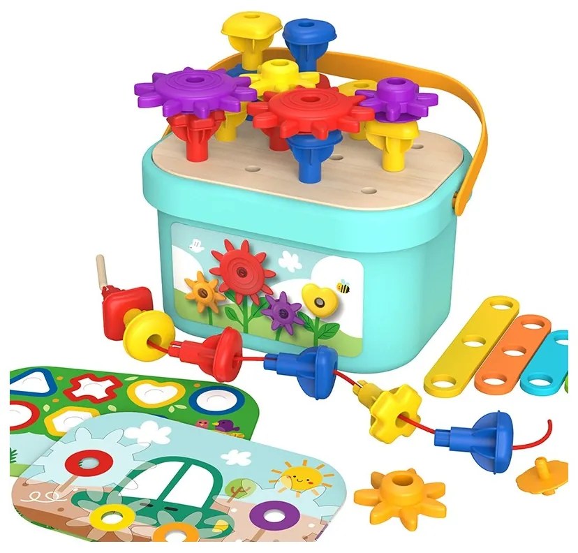 Tooky toy układanka montessori kołki w pudełku stosy nawlekanka