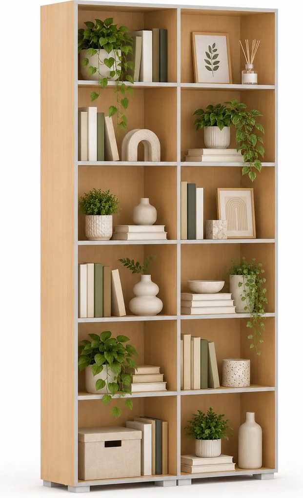 Biblioteka SILVER LINE, 2 kolumny, 2230 x 1200 x 400 mm, buk