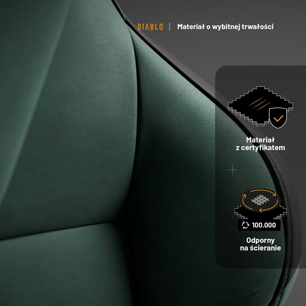 Fotel gamingowy materiałowy Diablo X-One Prime Normal Size, Forest Green