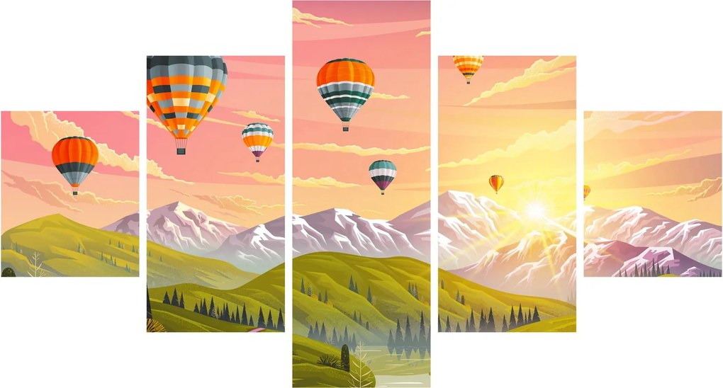 Obraz balonów nad krajobrazem (125x70 cm)