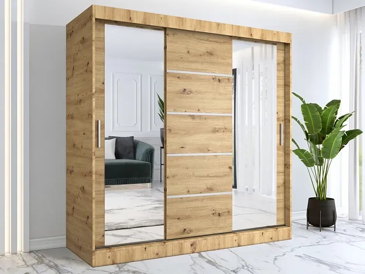 Szafa Z Przesuwnymi Frontami 200 Cm Dąb Artisan S5-K40