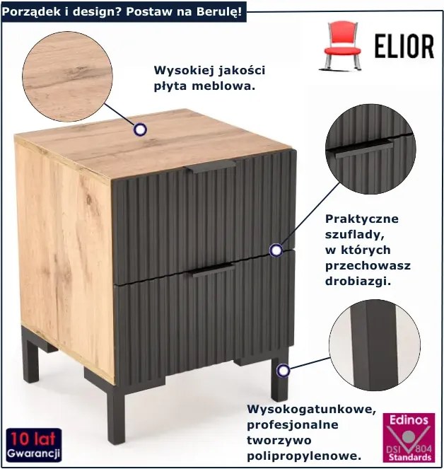 Szafka nocna nowoczesna dąb craft + czarny S5-S98