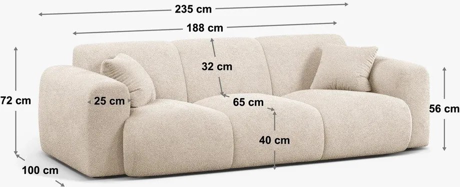Brązowa sofa z materiału bouclé 235 cm Molino – Micadoni Home