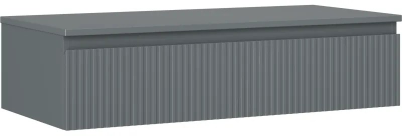 Mexen Rivel szafka łazienkowa podumywalkowa 100 cm z blatem, 1 szuflada, ryflowana , grafit mat - 91A20-10023-1-BFC66