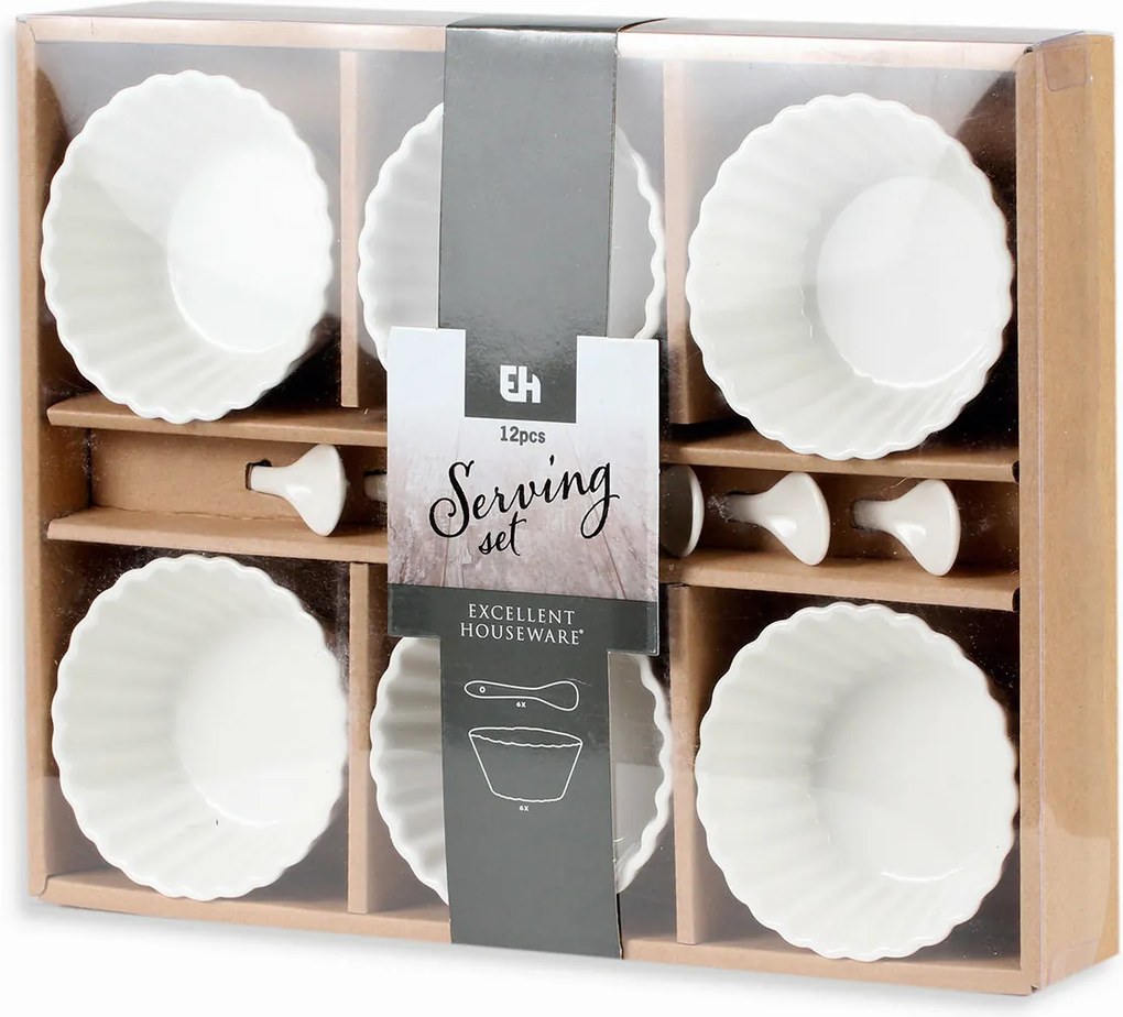 EH Zestaw miseczek do serwowania z łyżeczkami Fala okrągły, 12 szt.