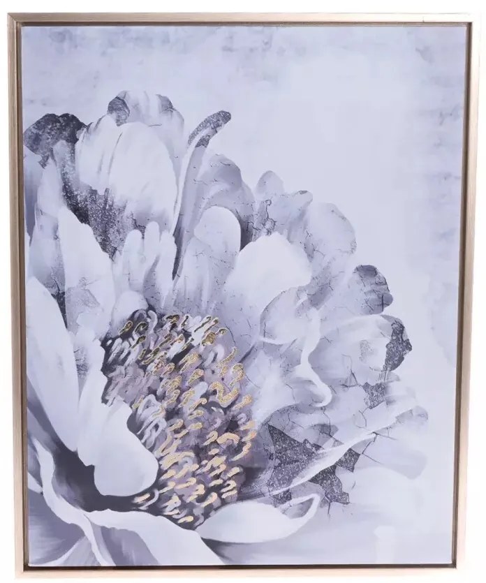 Obraz na płótnie w ramie Peonia - złoty druk, 40 x2,5 x 50 cm