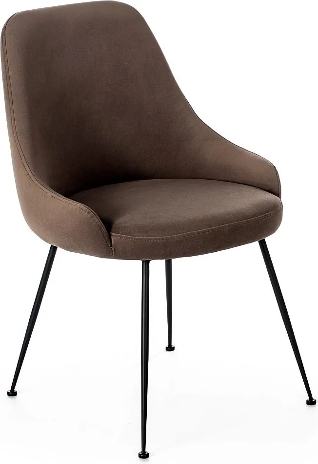 Nowoczesne krzesło tapicerowane "Alyssa" z efektem brązowego aksamitu, 49,5x48,5 cm, 80h