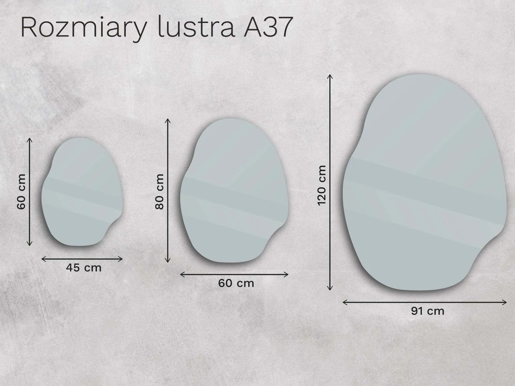 Organiczne lustro LED z oświetleniem A37 45x60