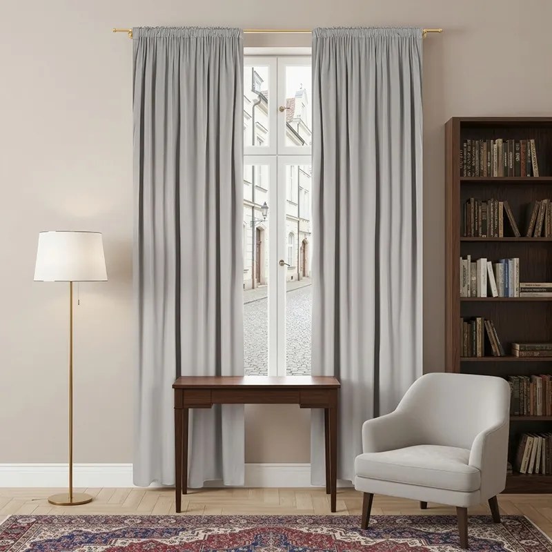 Zasłona gotowa welurowa na taśmie 140x250 SZARA velvet żabki tunel Virella