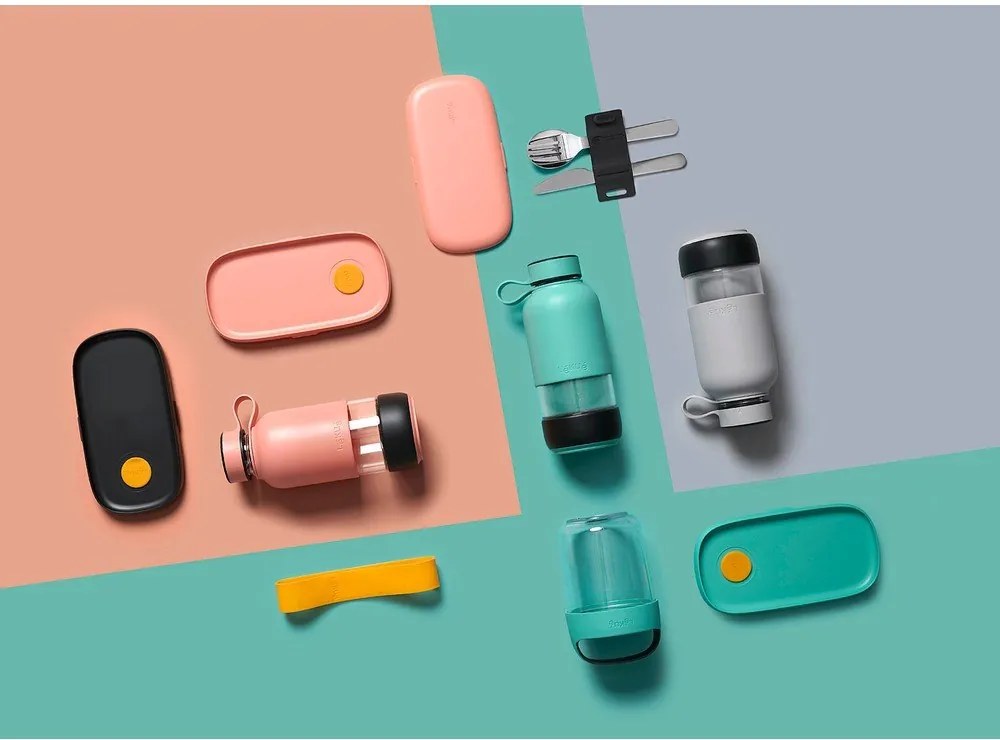 Turkusowa podróżna szklana butelka 500 ml To Go – Lékué