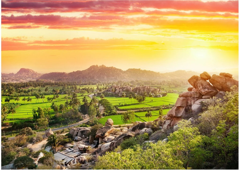 Obraz na szkle - dolina Hampi w Indiach (70x50 cm)