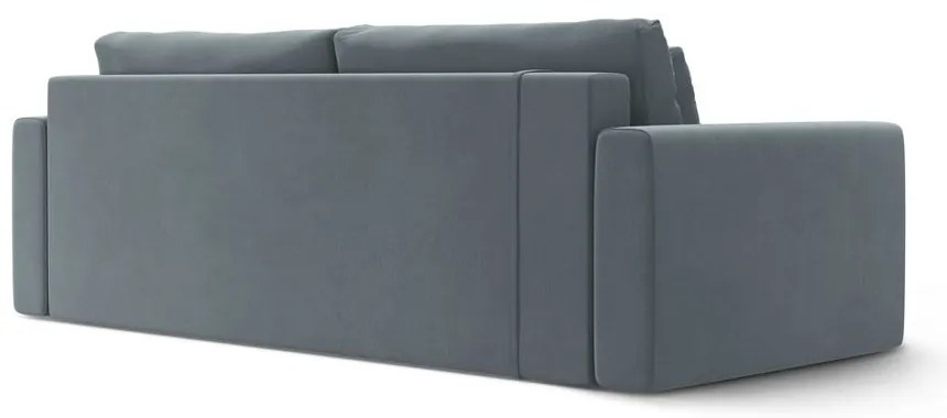 Szaroniebieska aksamitna rozkładana sofa ze schowkiem 238 cm Belfast – Cosmopolitan Design