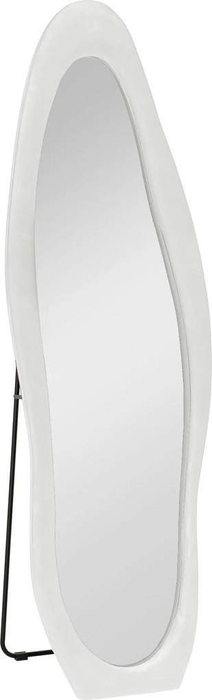 HOMCOM Pełnowymiarowe Lustro, falisty kształt, 160 x 50 cm, wolnostojące, pokrycie ramy aksamitne, do sypialni, salonu, Biały