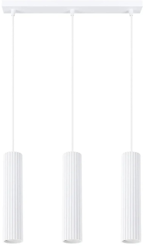 Lampa wisząca KARBON 3L biała ryflowana SOLLUX LIGHTING